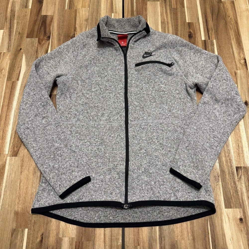 Nike Jacket Womens‎ M Gray Summit Sportswear Fleece Full Zip Pockets Athleisure